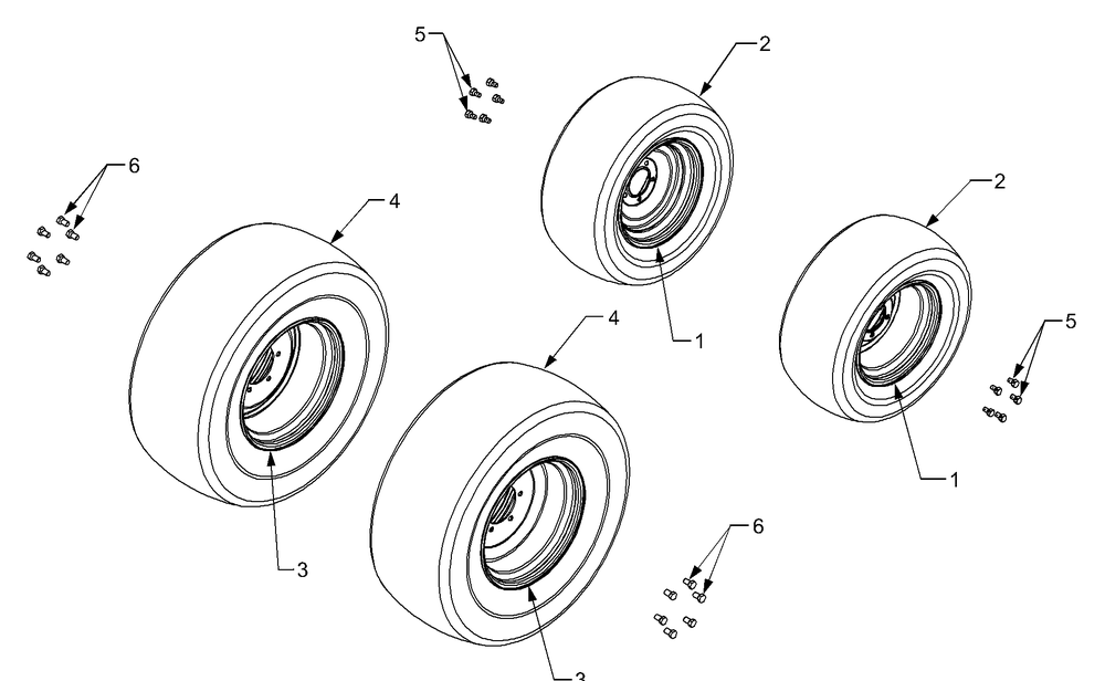 Wheels Diagram and Parts List for 7304 54AD741100-54AT741100-54BD741100-54BT741100 Cub Cadet Lawn Tractor